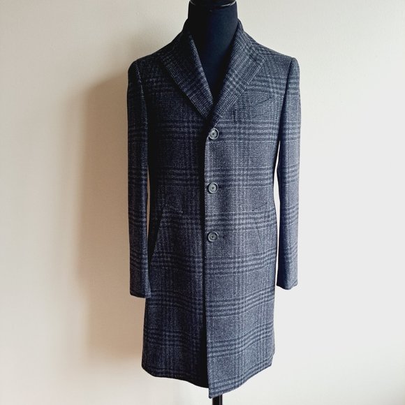 NEW Pal Zileri Wool Plaid Dark Grey Coat Jacket Size 48/S - Picture 2 of 16